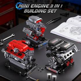 JMBricklayer mini engine V12 model showing cylinder layout.