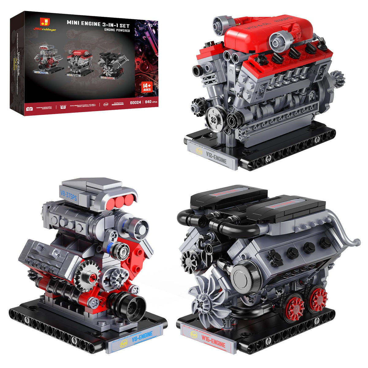 JMBricklayer mini engine V8 model for hands-on learning and display.