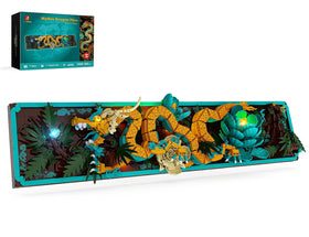JMBricklayer Mythic Dragon Tiles wall art frame with LED lighting enhances room ambiance