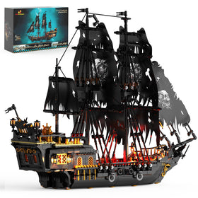 JMBricklayer pirate ship with lights for dramatic display