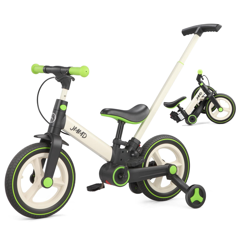 JMMD 6-in-1 toddler bike with push handle for easy parent guided rides