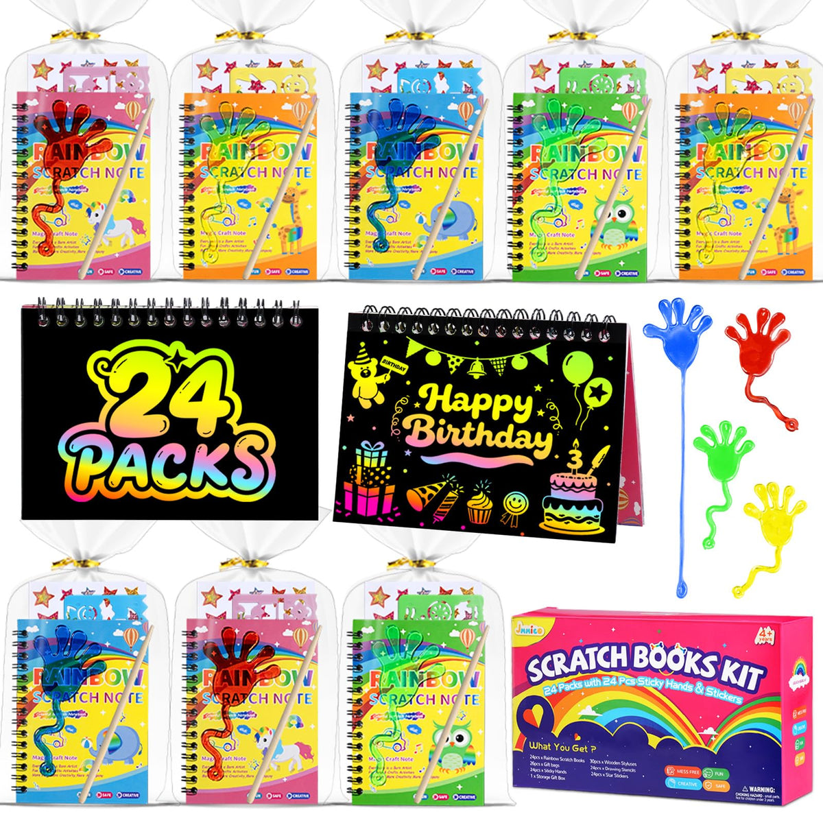 JMMICO rainbow scratch art notebooks showcase shimmer colors for imaginative doodling