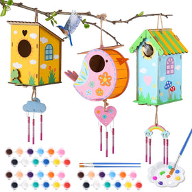 JMMICO bird house kit with paint set for kids' creative painting sessions