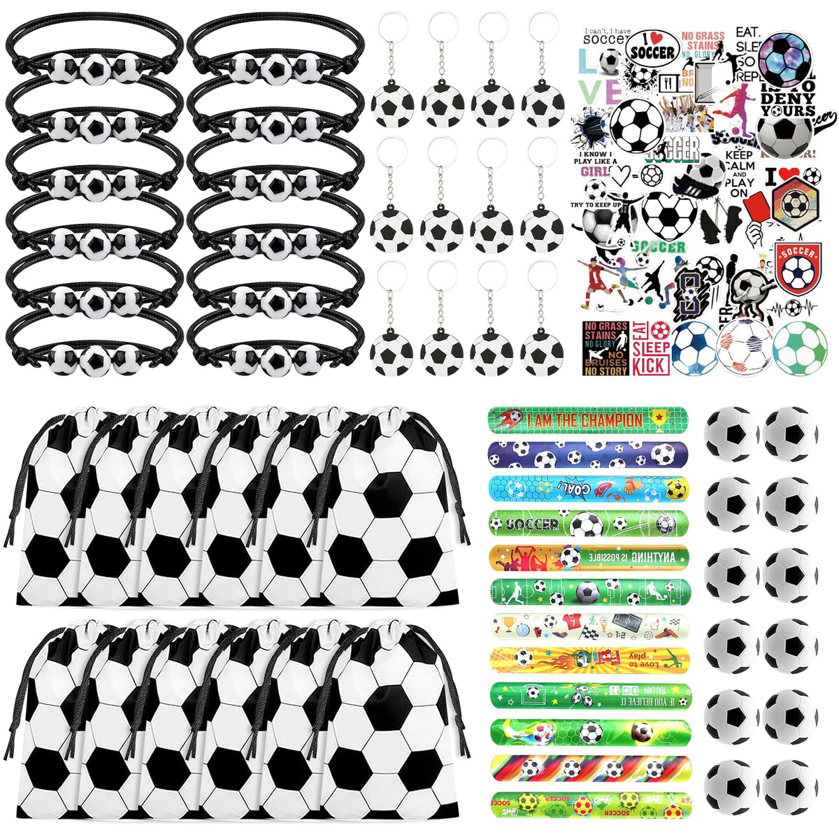 JNYLYFC 110-piece soccer party favors drawstring bags for easy gift distribution.