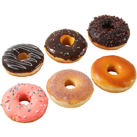 Joeabor fake donut 6 pack close-up reveals lifelike texture for decorative use