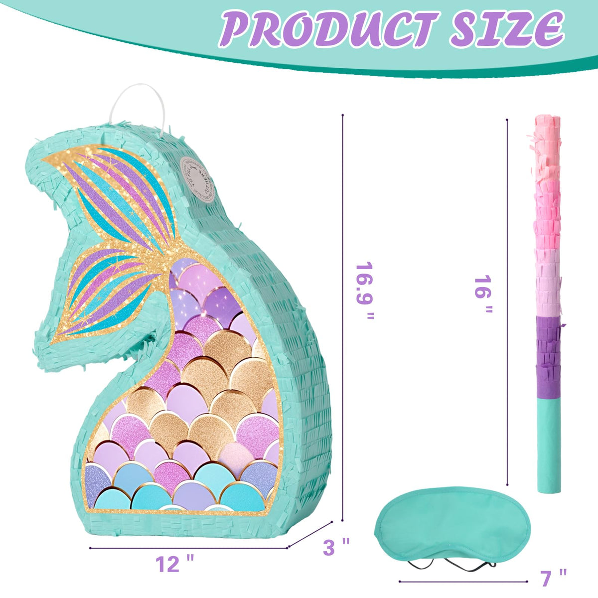 JOARHONAL Mermaid Tail Pinata close-up design emphasizes intricate mermaid tail details.