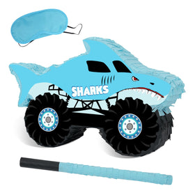 JOARHONAL Shark Monster Truck Pinata front view with vibrant colors for party decor