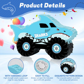 JOARHONAL Shark Monster Truck Pinata hanging loop enables quick setup at events