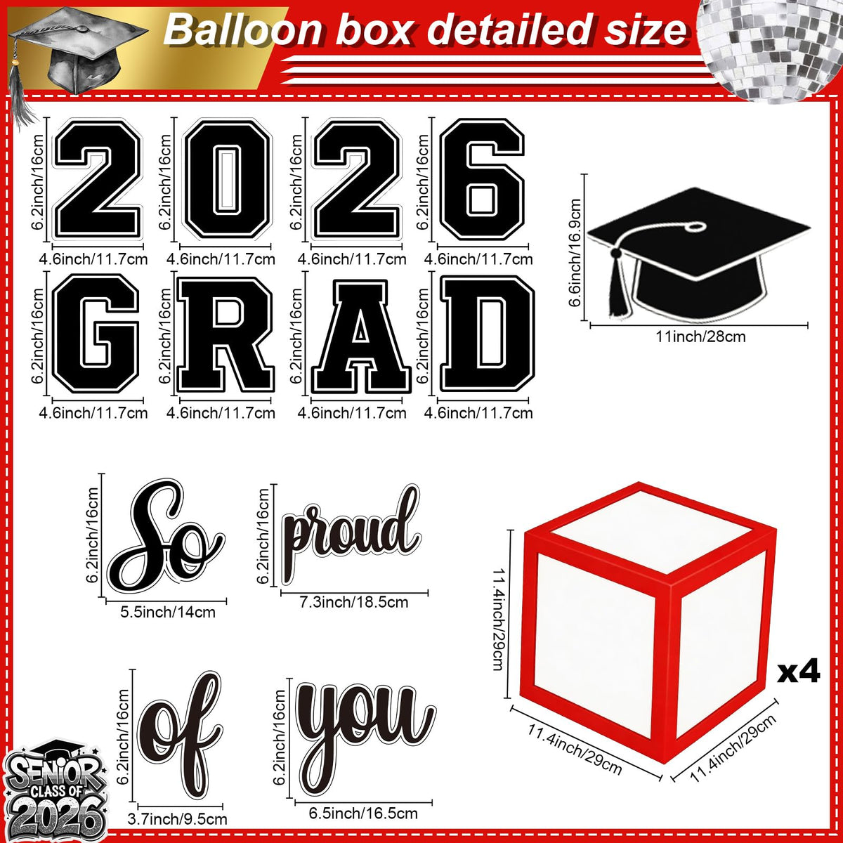 Jobkoo 23-inch foil graduation cap balloon for a bold centerpiece.