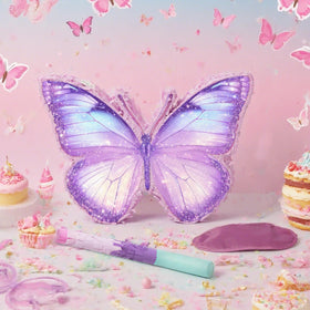 JOCOPUERTO purple butterfly decor doubles as centerpiece.