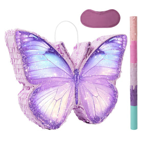 JOCOPUERTO purple butterfly pinata with bat for kids party.