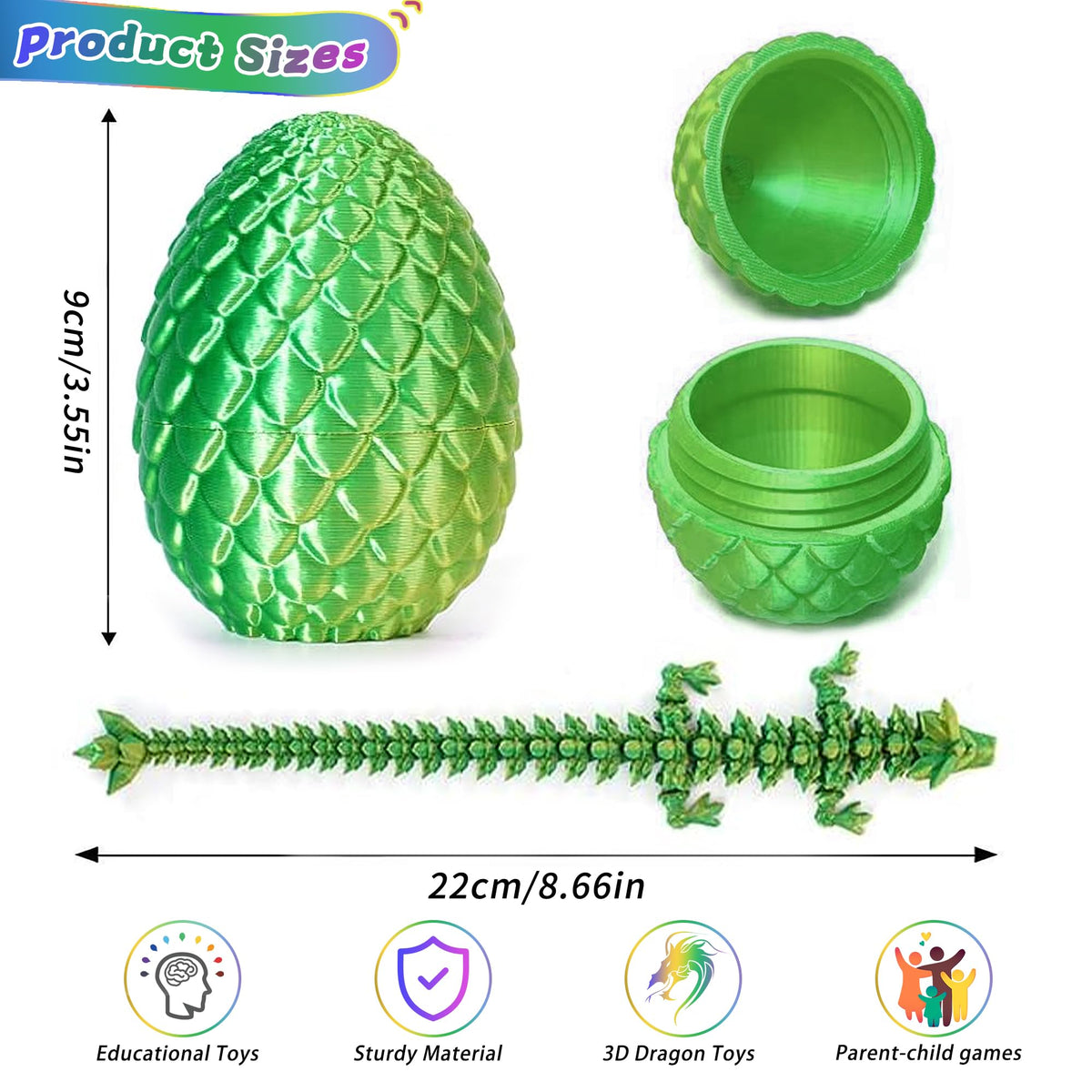 JOD dragon eggs made from eco-friendly PLA, lightweight and durable