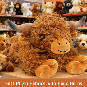 JOD Highland Cow plush 22in fur detail shows shaggy coat and soft texture