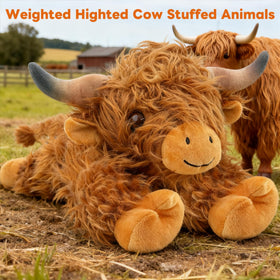 JOD Highland Cow plush 22in side view highlights size and presence