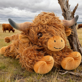 JOD Highland Cow plush 22in weighted beads provide gentle heft for cuddling