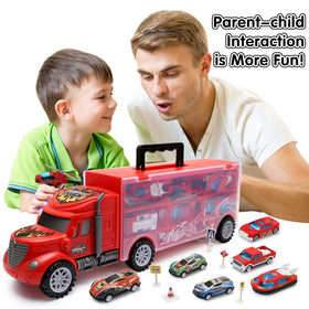 JODUDLR red transport truck captures attention and inspires pretend road trips.