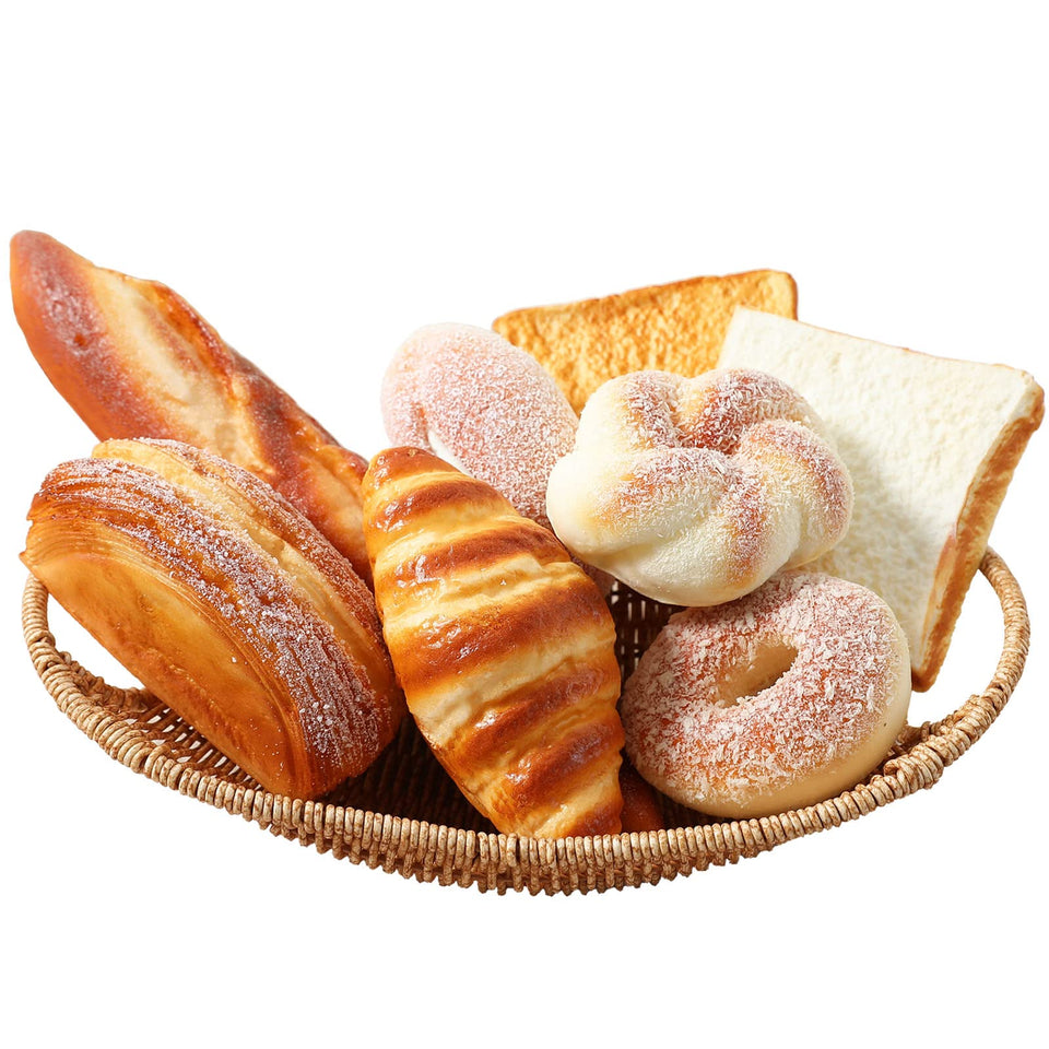 Joeabor artificial croissant bread set shown for lifelike bakery display and photo shoots.