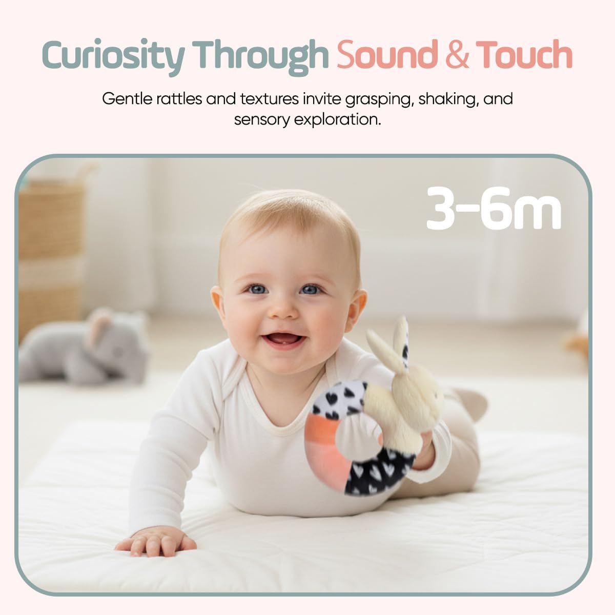 Joey Monty Bella Bunny Tummy Time Encouragement promotes movement and focus