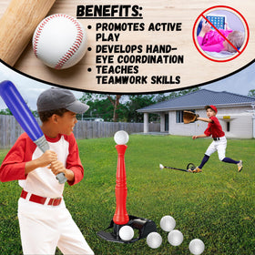 JOEY'Z Tball Set kid using tee encourages coordination and outdoor play.