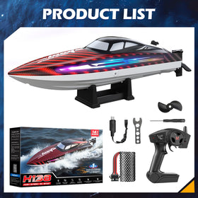 Jogpun night-time LED-lit boat gliding on dark lake