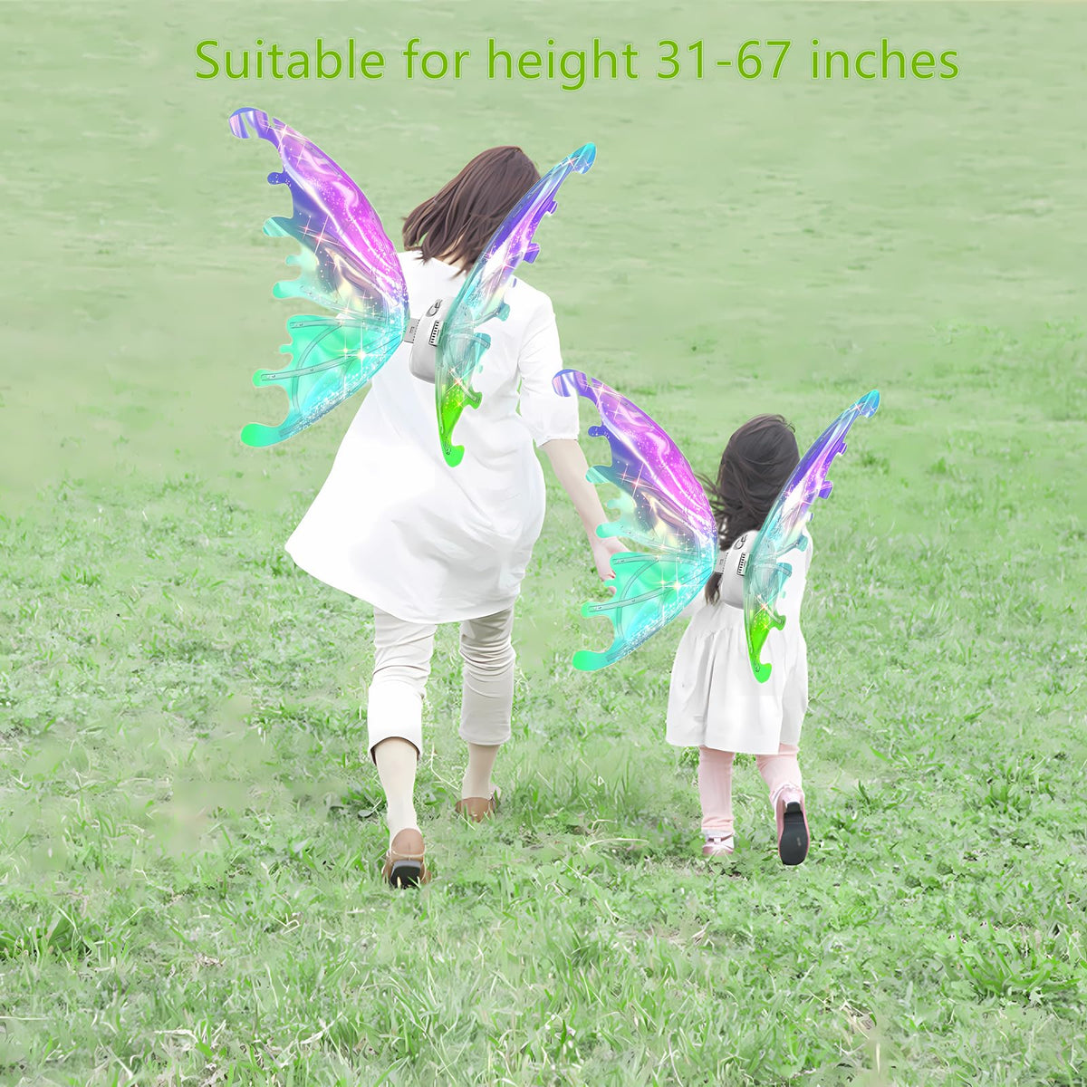 Johehe glowing wings powered by batteries for easy party decoration