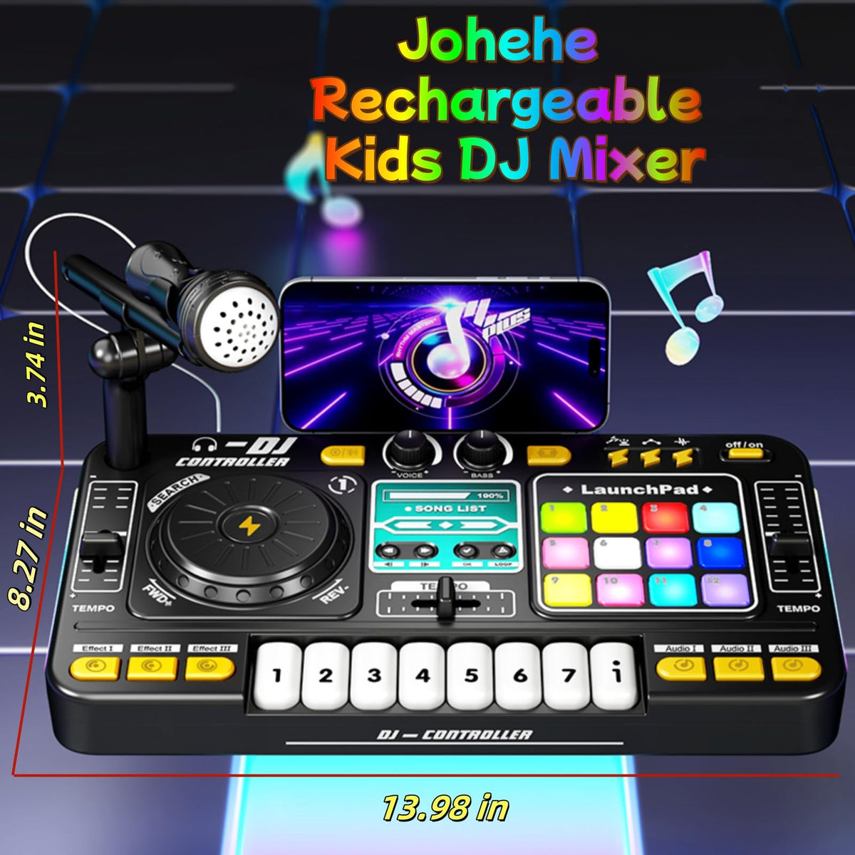 Johehe built-in microphone with recording feature captures kids' unique tracks.