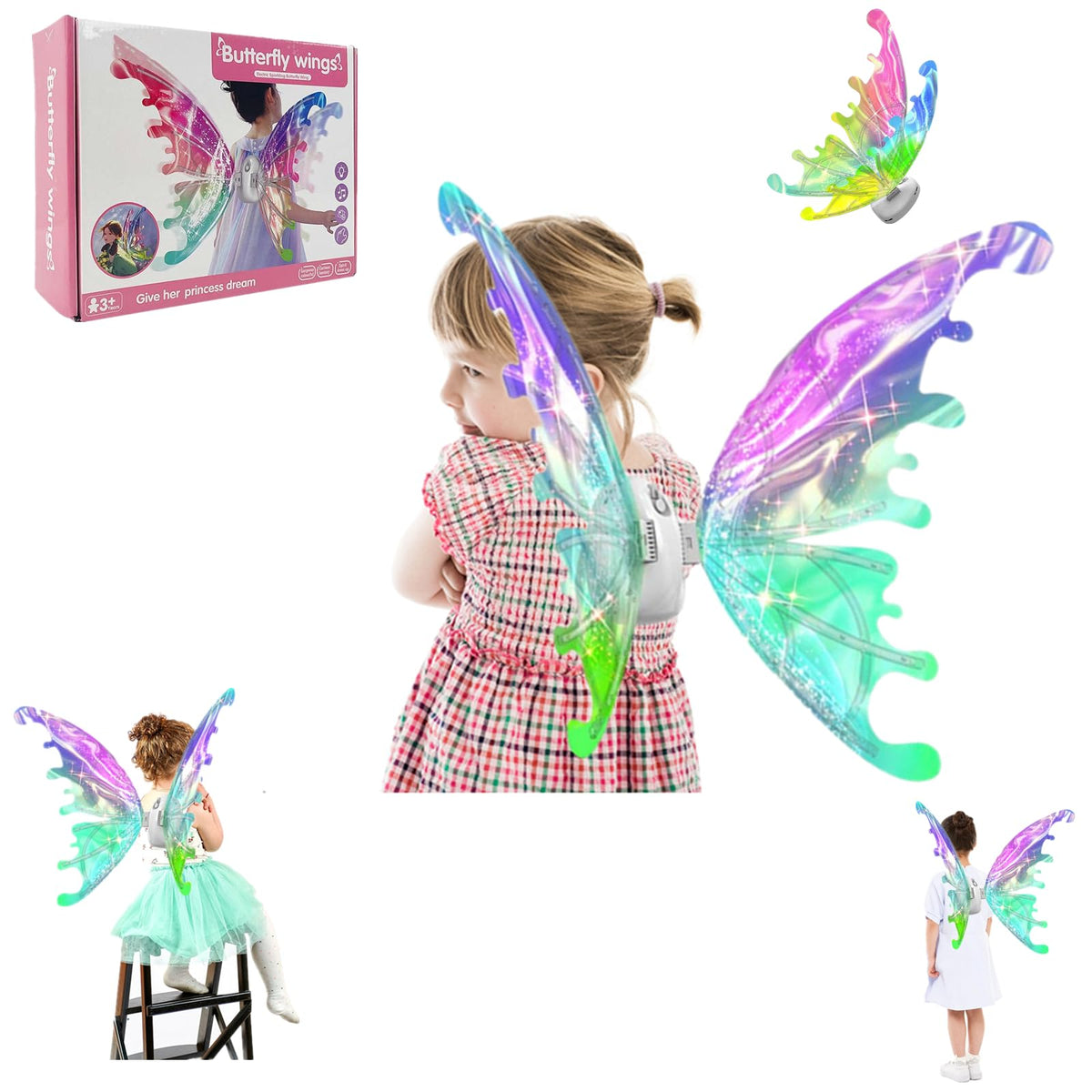 Johehe fairy wings with LED glow for a dazzling butterfly costume at parties