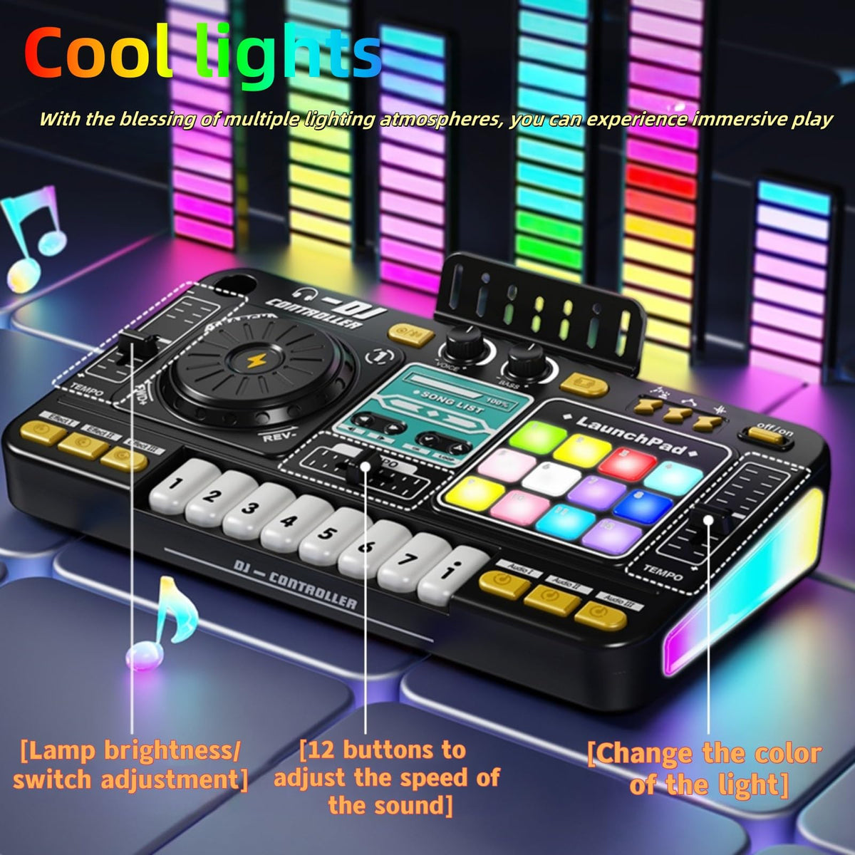 Johehe twelve-sound-keys DJ toy sparks creativity and beat-making fun.