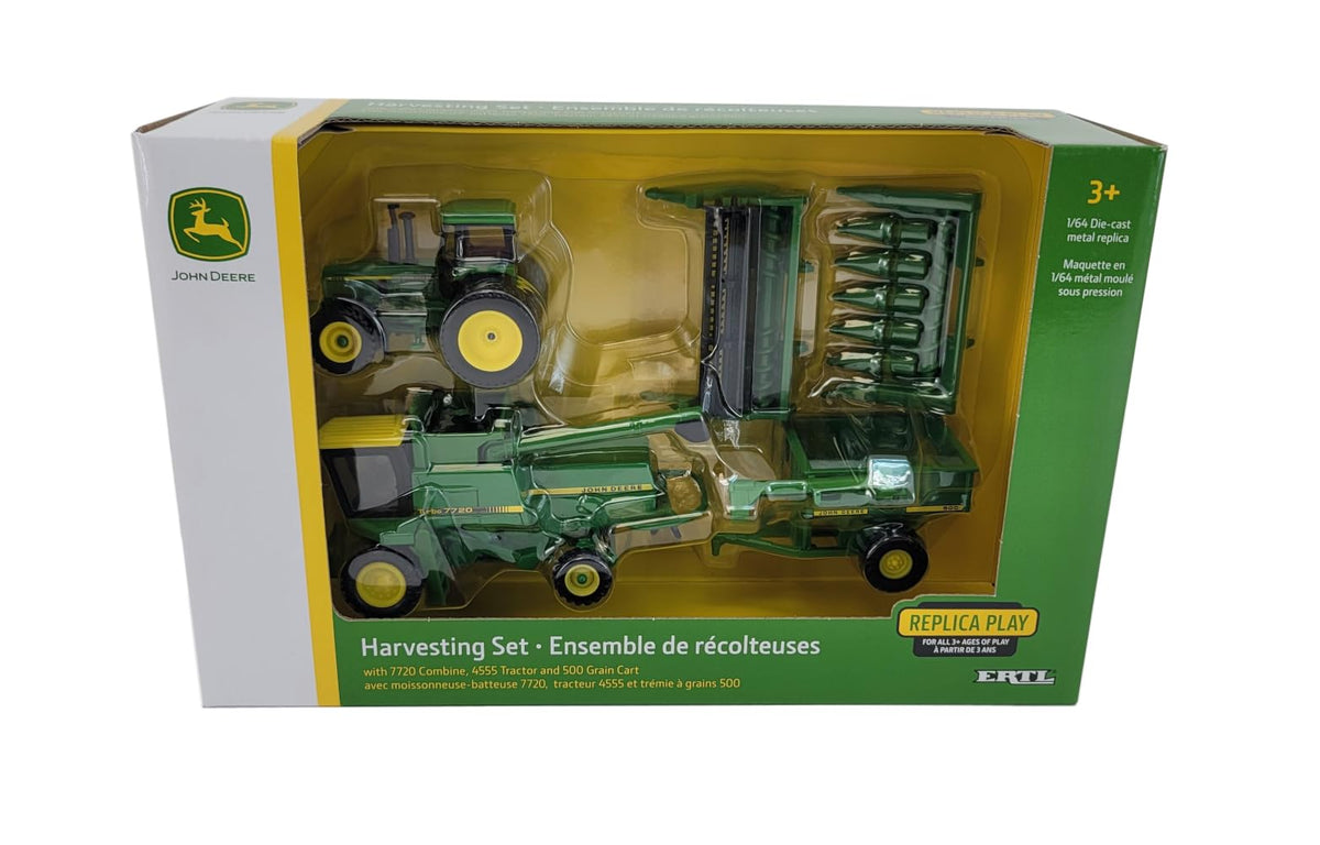 John Deere 1/64 scale combine 7720 with two heads for realistic scenes