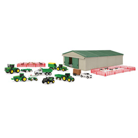 John Deere 70-piece farm toy set offers varied pieces for imaginative play.
