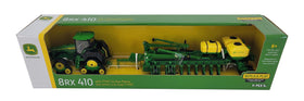 John Deere 8RX 410 tractor wide-track stance supports stable pretend farming.