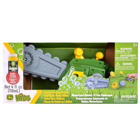 John Deere bubble action toy, easy-to-use squeeze handle, promotes motor skill practice.