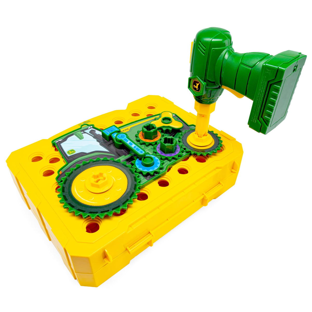 John Deere Build-A-Buddy board open view showing two farm scenes for creative play.