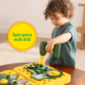John Deere Build-A-Buddy board pieces closeup highlighting colorful parts for easy assembly.