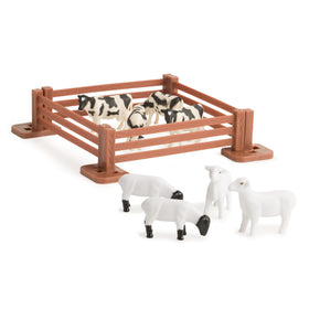 Portable tractor-shaped case showing 10 compartments for organized toys.