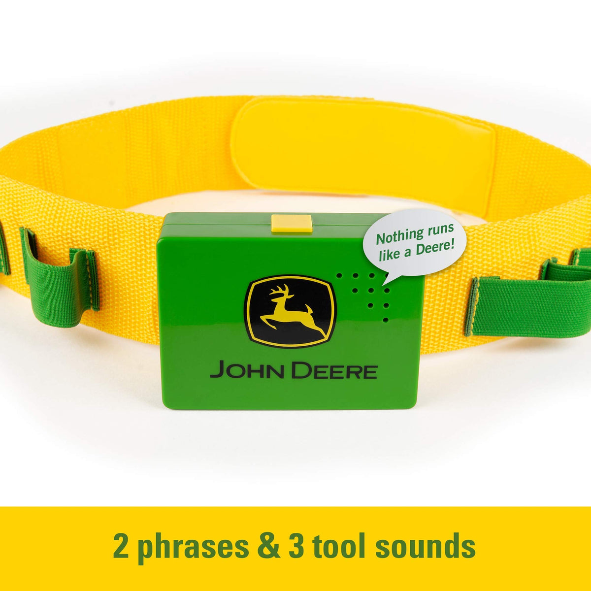 John Deere Deluxe Talking Toolbelt batteries included for immediate play.