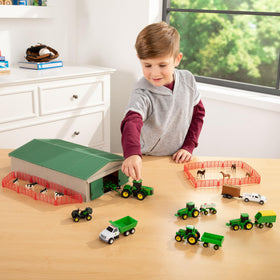 John Deere die-cast tractor toy with smooth rolling wheels for active playtime.