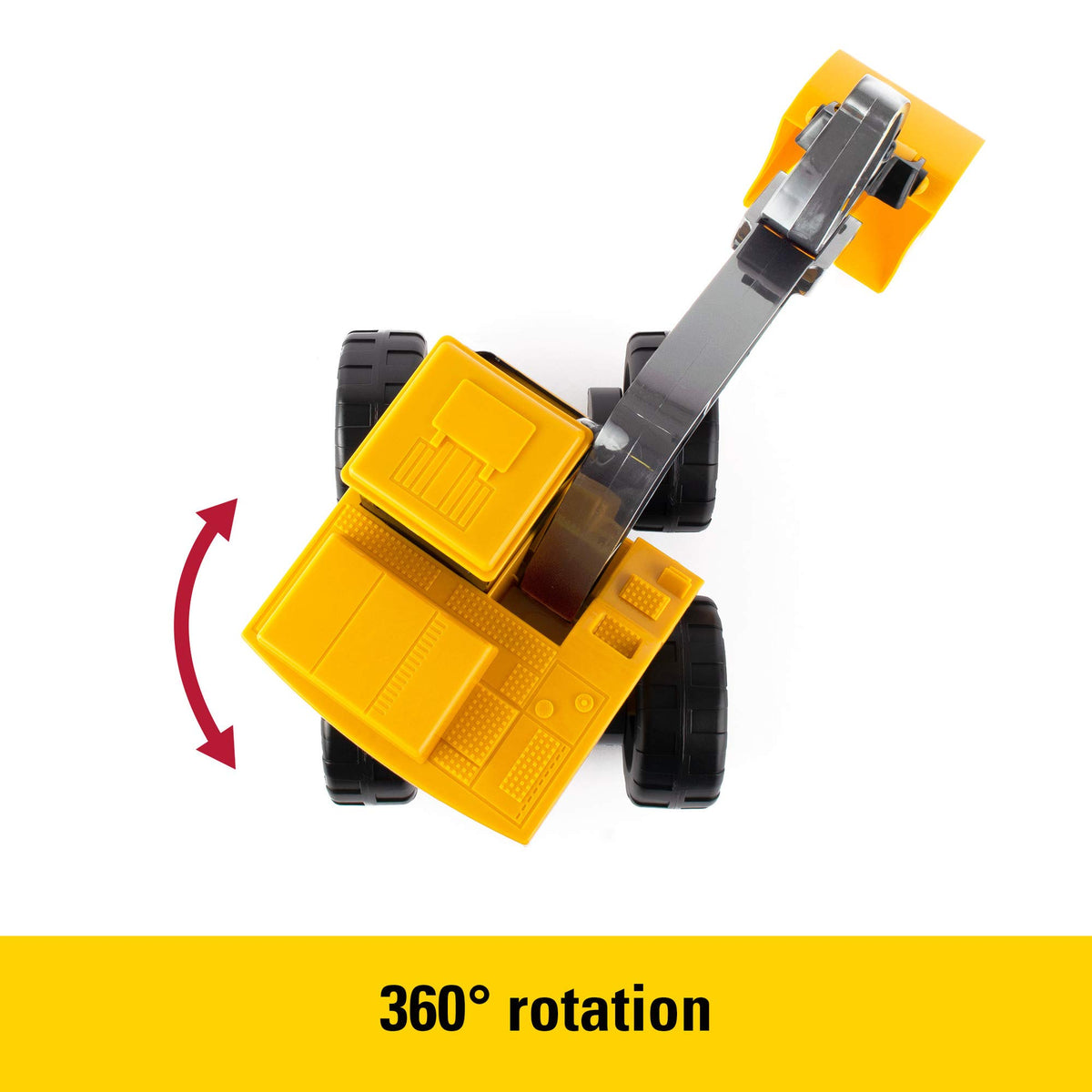 John Deere toy with free-rolling wheels glides smoothly across sand or carpet.