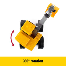 John Deere toy with free-rolling wheels glides smoothly across sand or carpet.