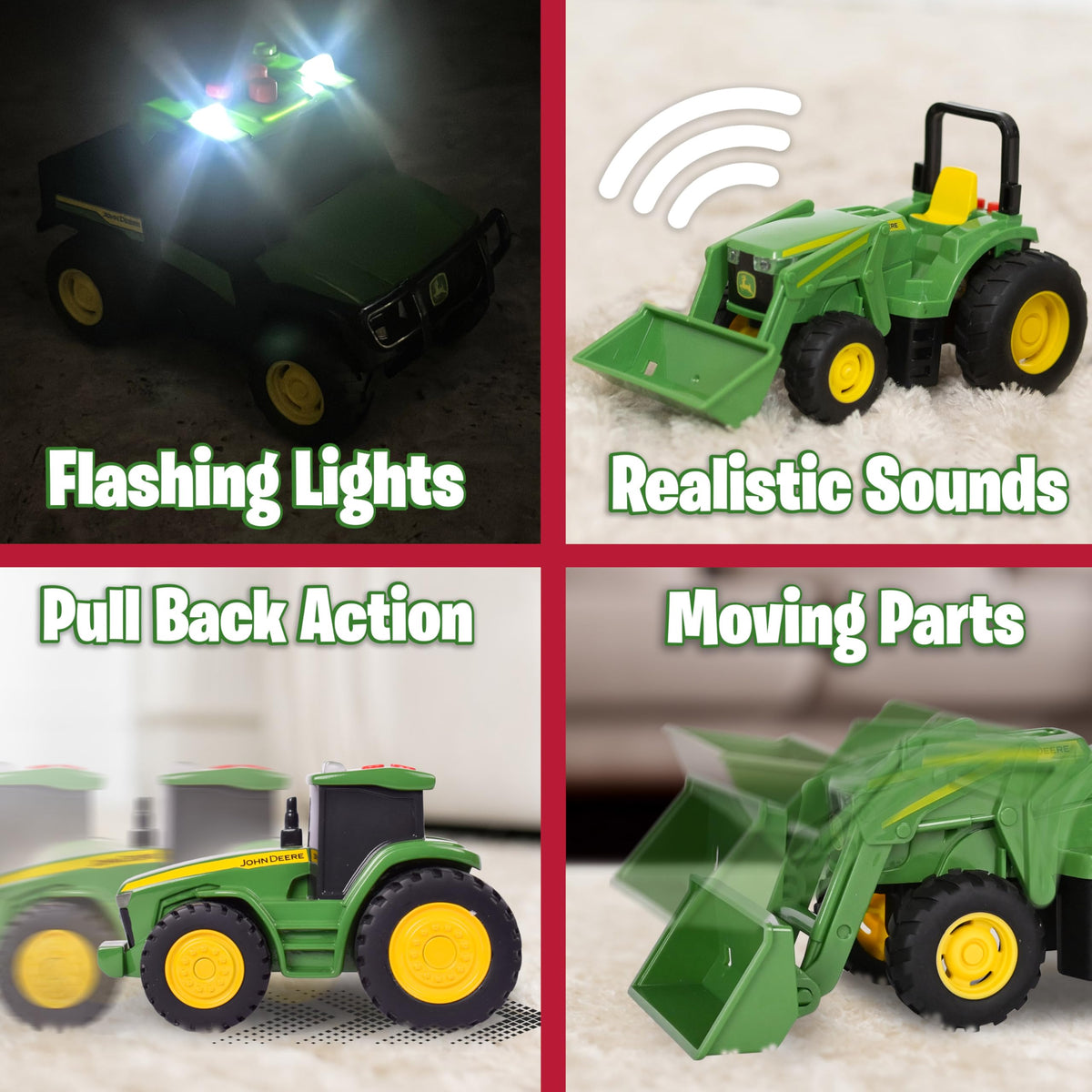 John Deere Gator side view emphasizes versatile mini vehicle for imaginative scenarios.