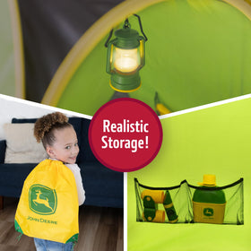 John Deere interior pockets help keep accessories organized during playtime.
