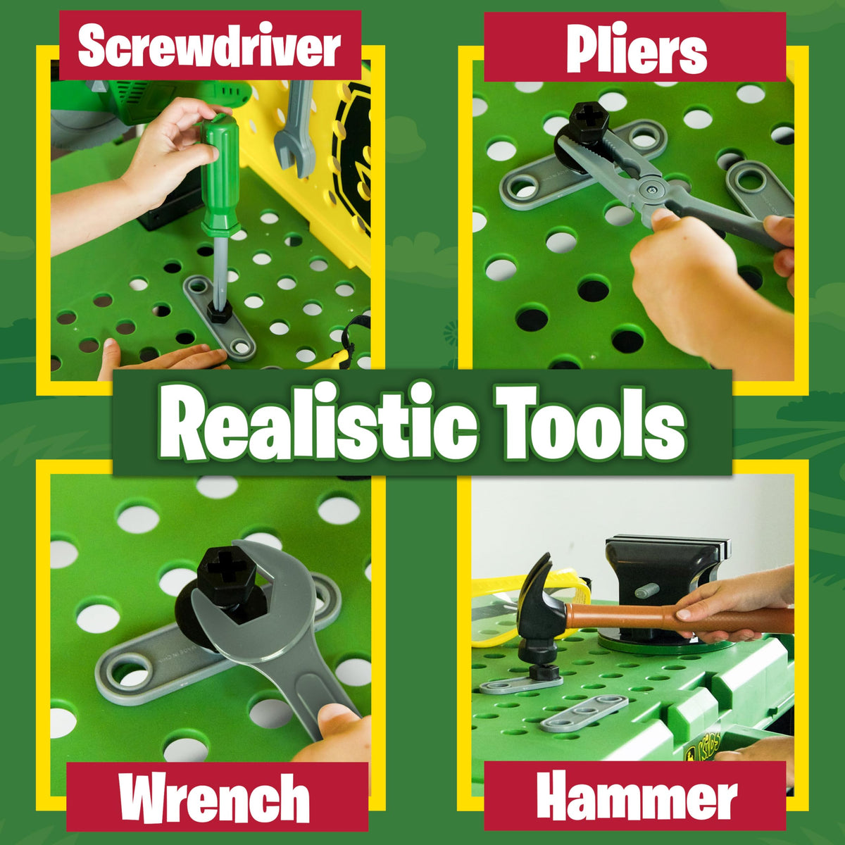 John Deere Kids Workbench screwdriver with extra bits for repairs