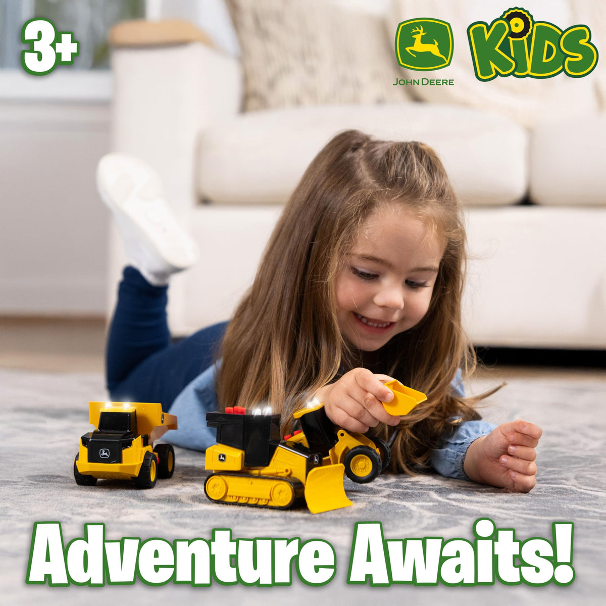 John Deere mini trucks pack side view for versatile on-the-go play