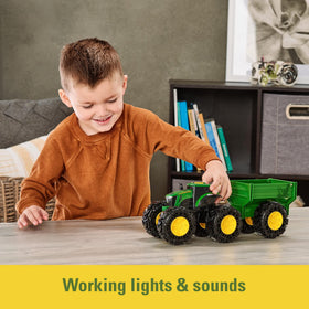 John Deere Monster Treads off-road capability for sandbox adventures.