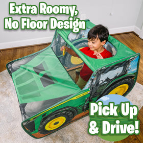 John Deere pop up tent no-floor design encouraging active movement and mobility