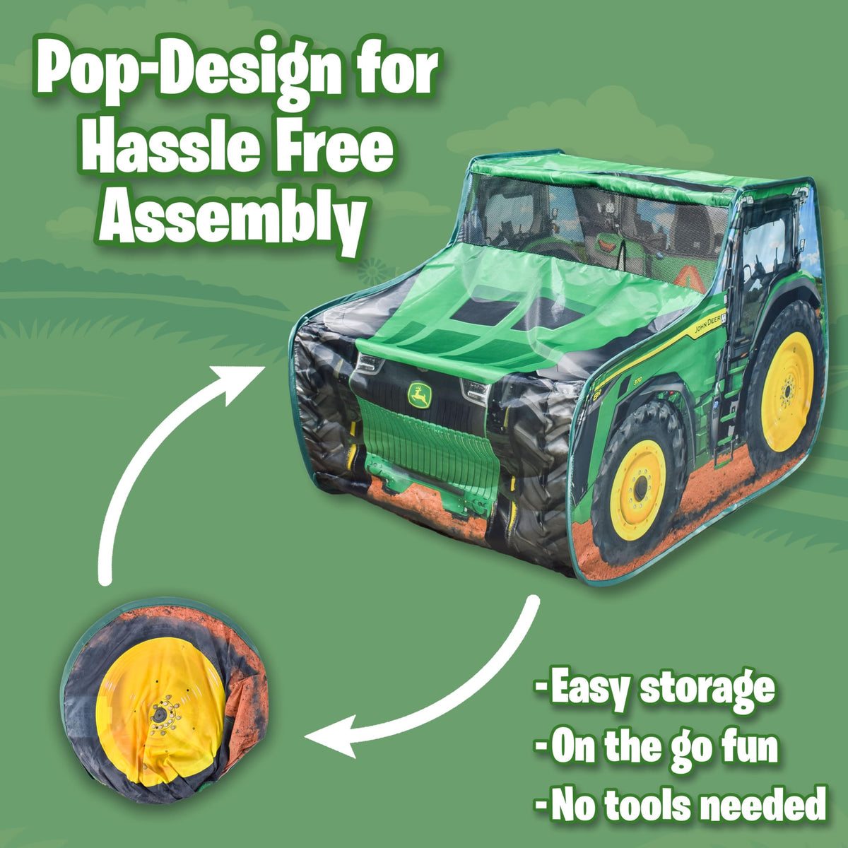 John Deere pop up tent quick pop-up setup for fast indoor playtime