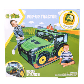 John Deere pop up tent rear entrance door offering supervised peek-a-boo play