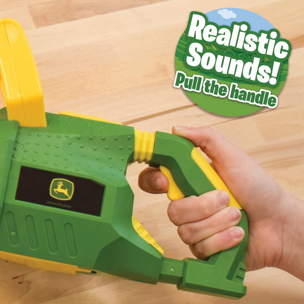 John Deere weed trimmer tilting head for authentic role play experiences