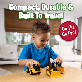 John Deere pull-back action demonstrates quick rolling play on the floor