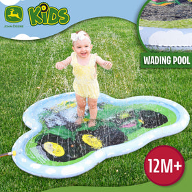 John Deere splash pad connects to a hose for quick setup